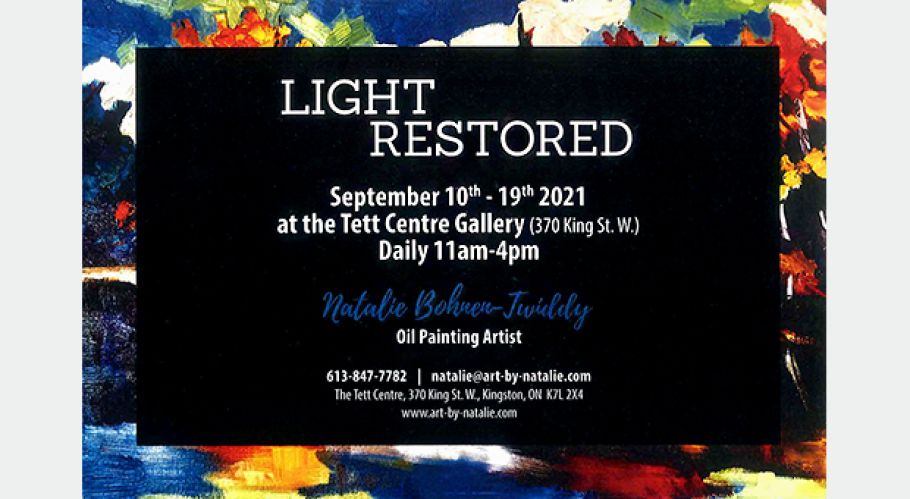A poster for Natalie Bohnen-Twiddy's solo show, Light Restored
