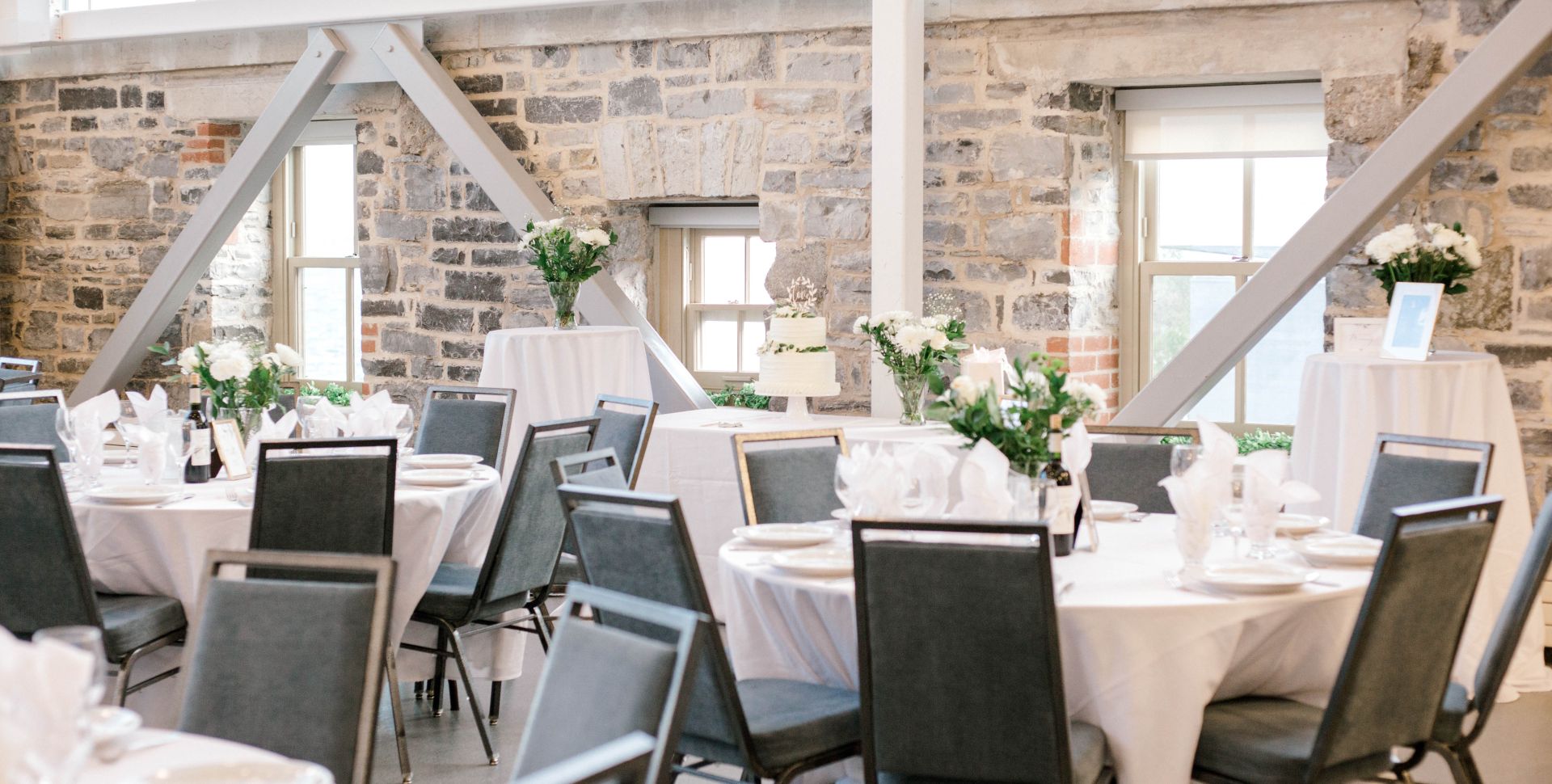 Sit down dinner reception in the Malting Tower