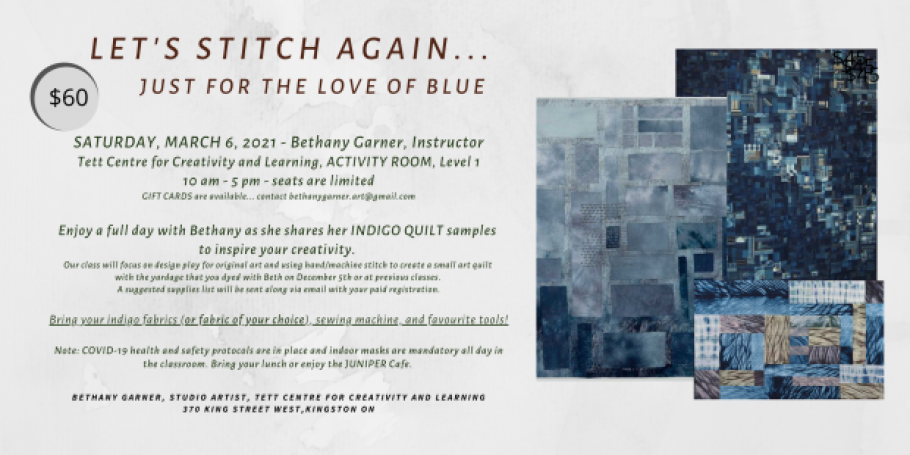 Beth Garner's Let's Stitch Again workshop at the Tett Centre on March 6, 2021