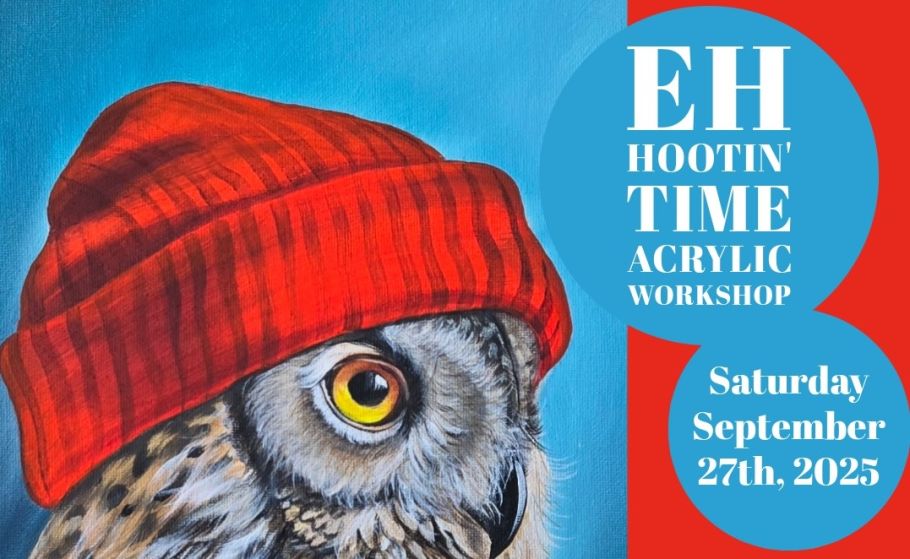 Acrylic painting of an owl's head