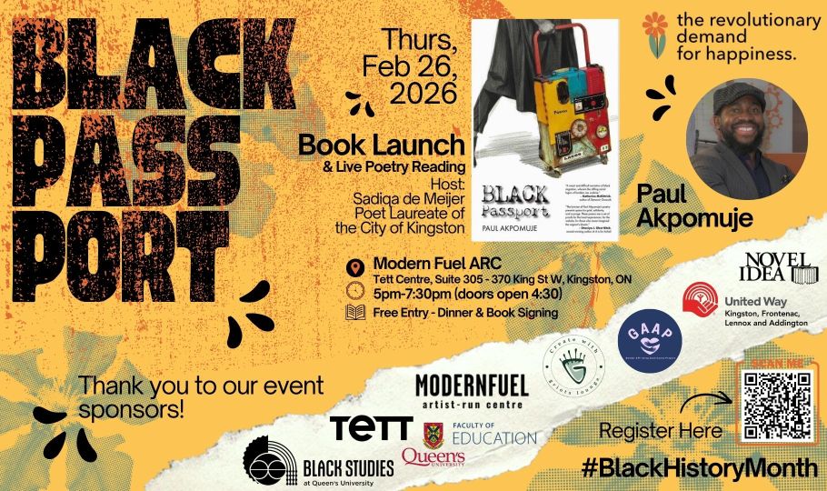 A landscape poster with event details, and the title Black Passport.