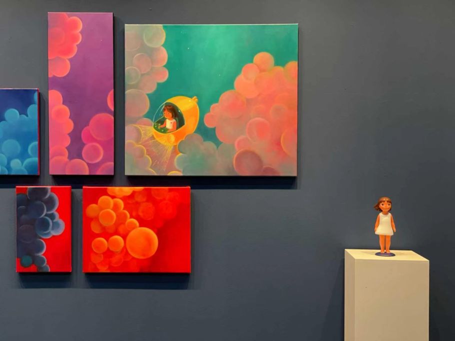 Photo of Tingting Liu's artwork on display