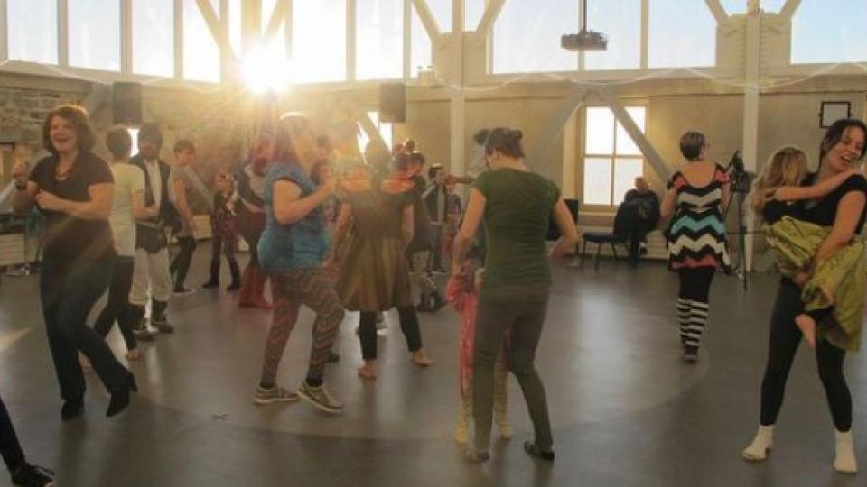  The Dawn Shaker Dance Party kicks off at 6:30 a.m., bringing sunshine and groovy tunes for the families in attendance at the Family Day celebrations at the Tett Centre for Creativity and Learning on Monday. (Rachel Levy-McLaughlin/For The Whig-Standard)
