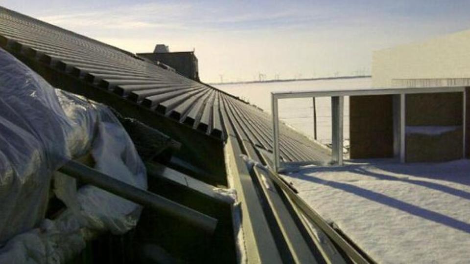 Steel decking on west roof slope