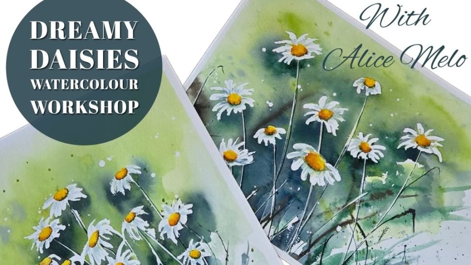 Painted daisies on paper