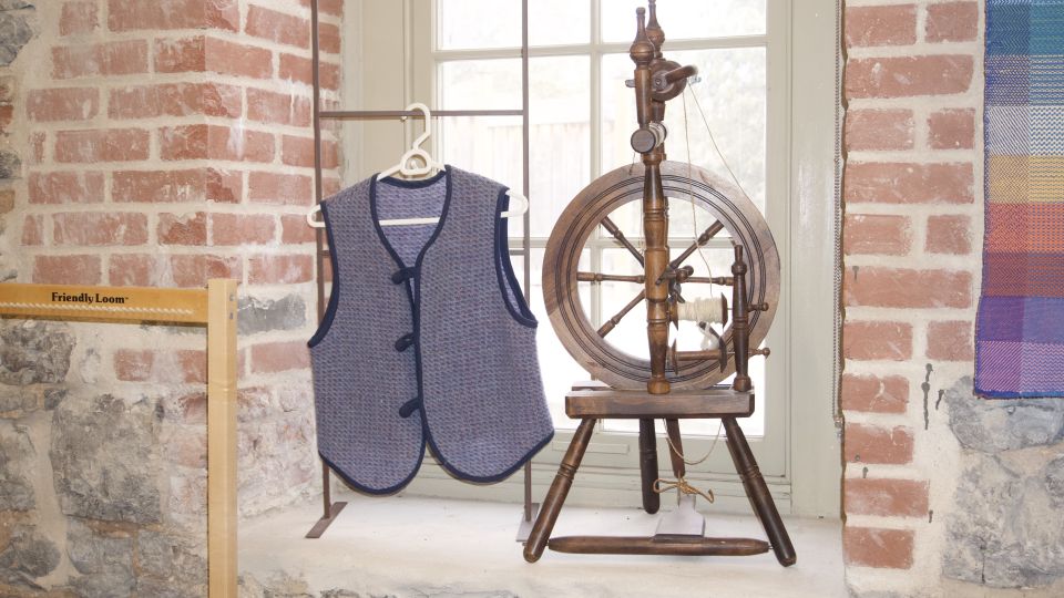 Vest and wheel on display in the KHWS studio window.