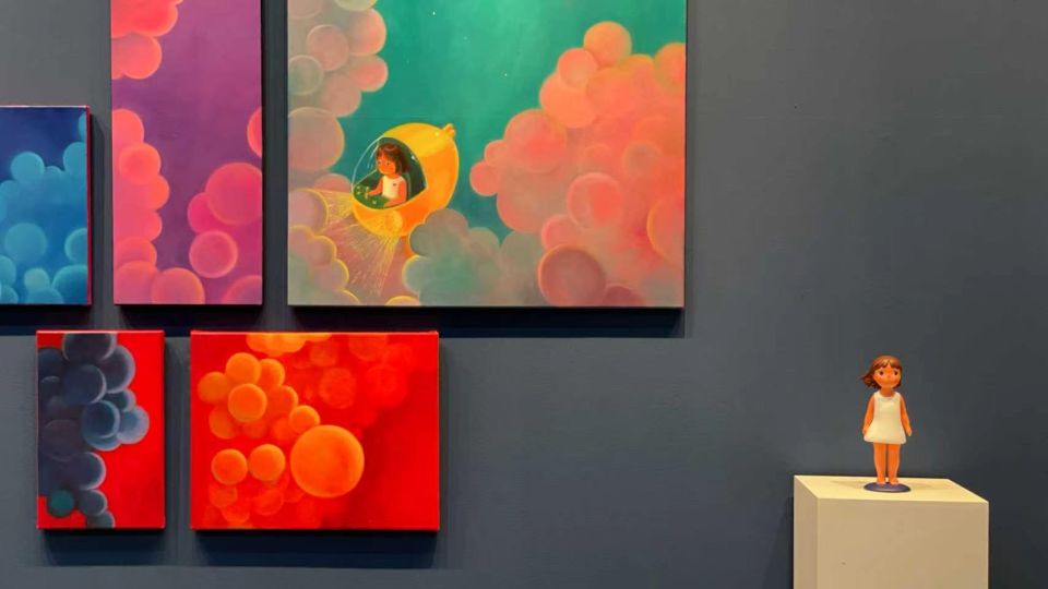 Photo of Tingting Liu's artwork on display