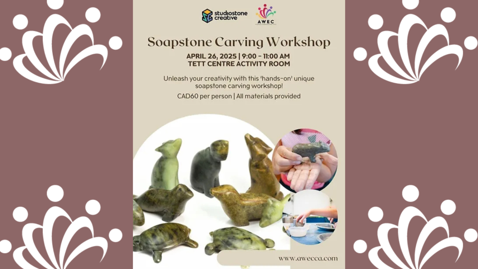 Graphic promoting soapstone carving workshop
