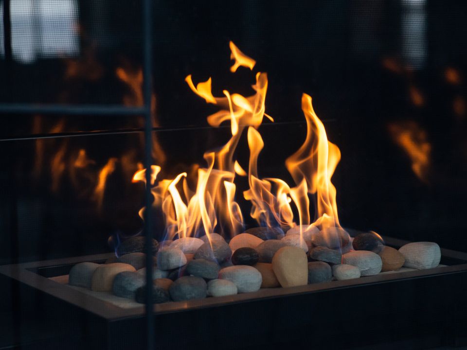 Fireplace in Malting Tower.