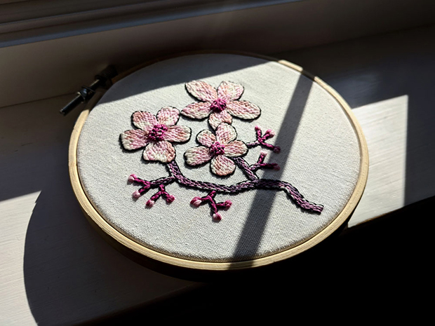 Rebecca MacDonald's embroidered cherry blossoms