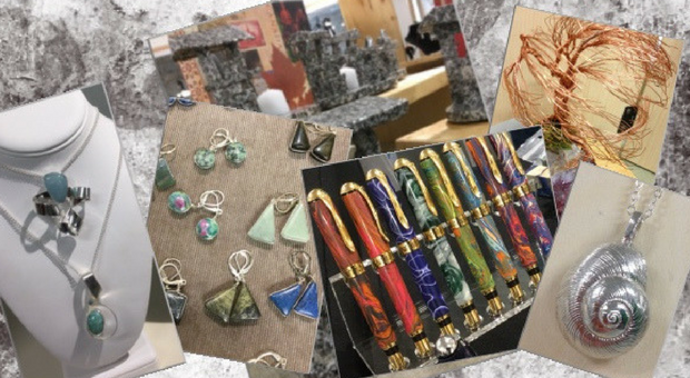 various jewelry, stones and colourful objects