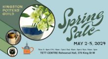 Pottery in designed circles. Kingston Potters' Guild Spring Sale May 2-5. 