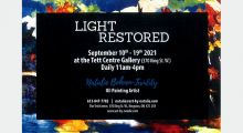 A poster for Natalie Bohnen-Twiddy's solo show, Light Restored