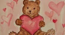 Valentine Bear: A watercolour workshop with Alex Lowe at the Tett Centre for Creativity & Learning.